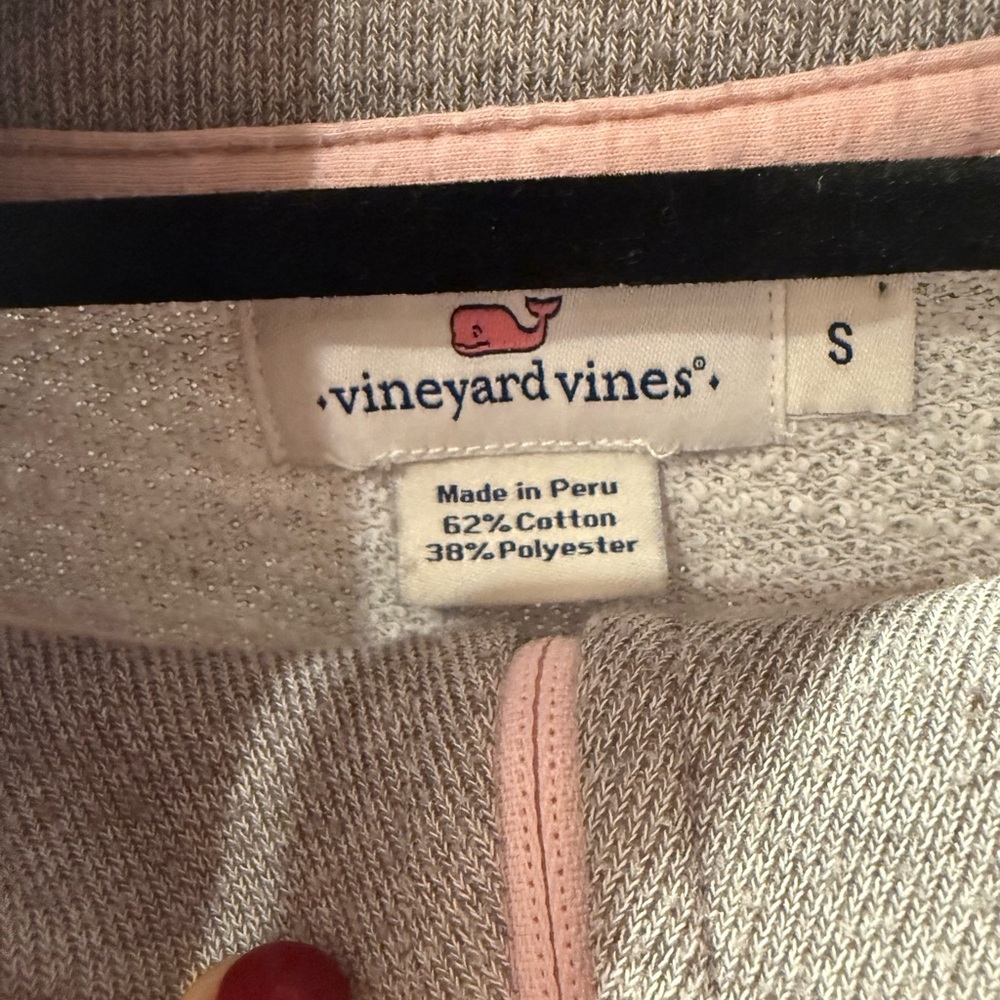 Vineyard Vines 1/4 Zip Pullover Shirt Gray Polo Style Pink Trim Women's Small - Picture 4 of 5